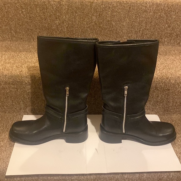 ♣️NWT Steve Madden Black Genuine Leather Harness Moto Boots - Picture 7 of 15